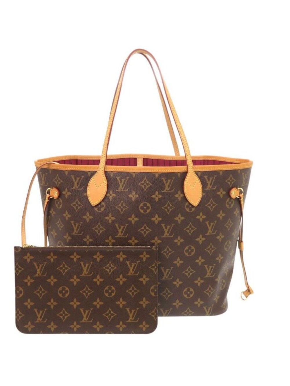 Louis Vuitton Neverfull Pouch with Monogram Fuchsia Tote